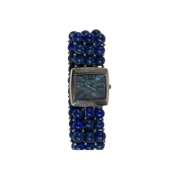 Genuine Beaded Lapis Stretchable Watch Bracelet Abalone face Gem Essence New Bat - Picture 1 of 3